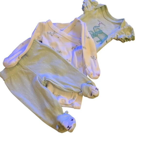 CHILD OF MINE Preemie Three Piece Onesie and Pants Set Pastel NWT - Picture 2 of 14